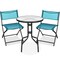 Best Choice Products 3-Piece Patio Bistro Dining Furniture Set w/ Round Textured Glass Tabletop, Folding Chairs